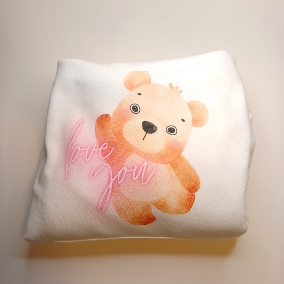 Children Hoodie. "Love You" Teddie Bear Design. Size 6 - 7 - Picture 13 of 15